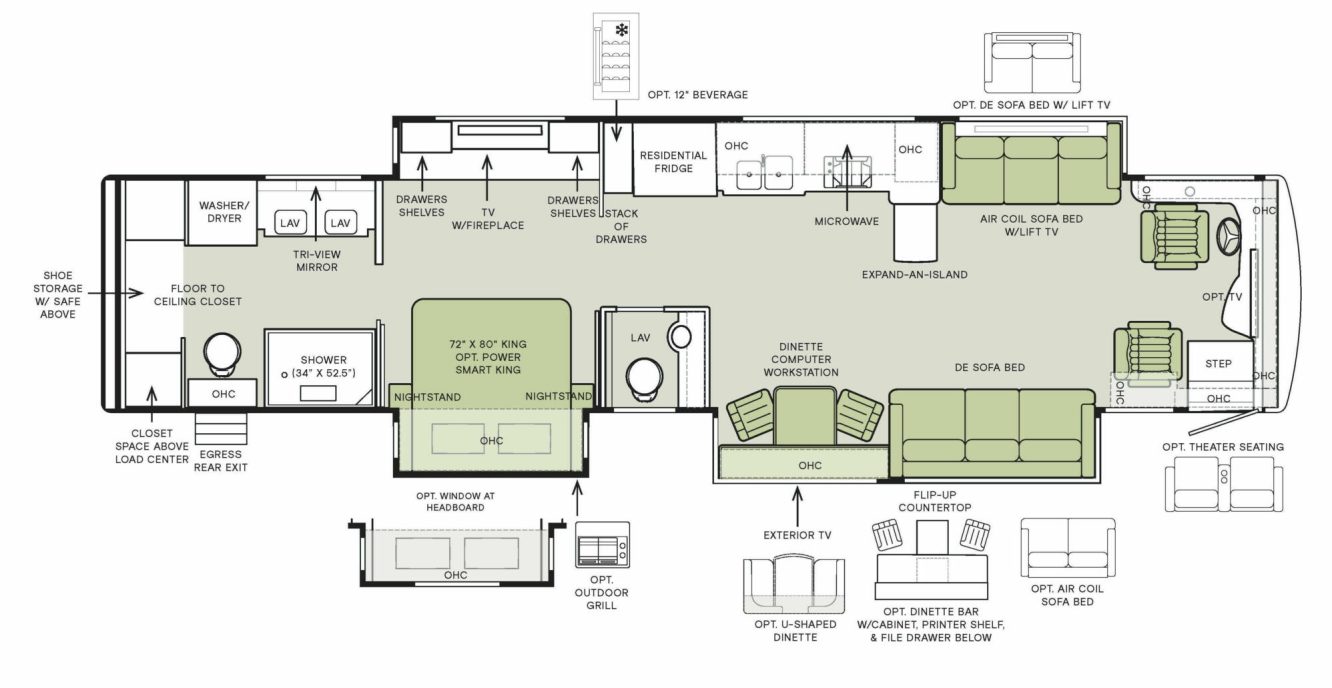 2024 Tiffin Motorhomes Zephyr 45FZ Floorplan Image